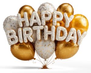 Happy Birthday Balloons PowerPoint clipart graphic preview.