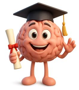Brain Graduation Cap PowerPoint clipart graphic preview.