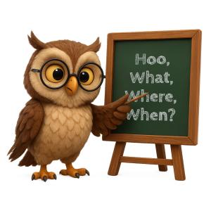 Cheerful Owl Custom Chalkboard Customizable PowerPoint clipart graphic preview.