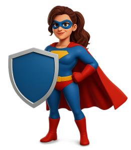 Female Superhero Shield PowerPoint clipart graphic preview.