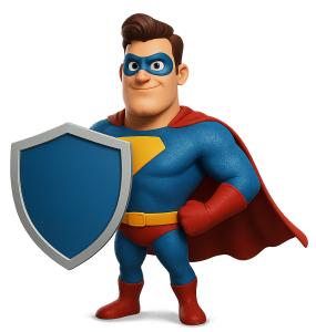 Male Shield Superhero PowerPoint clipart graphic preview.