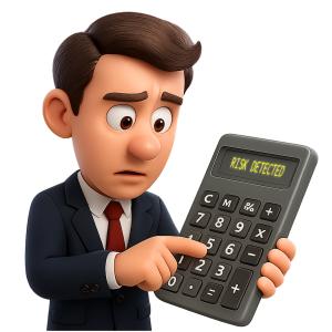 Custom Risk Calculator Character Customizable PowerPoint clipart graphic preview.