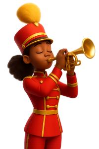 Woman Band Trumpet Player PowerPoint clipart graphic preview.