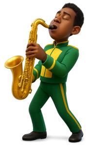 Saxophonist School Band PowerPoint clipart graphic preview.