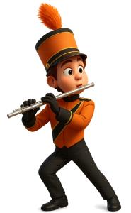 Flute Band Player PowerPoint clipart graphic preview.
