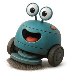 playful robot vacuum cleaner PowerPoint clipart graphic preview.