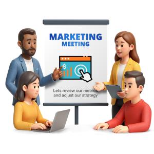 marketing team collaboration Meeting - Customizable PowerPoint clipart graphic preview.