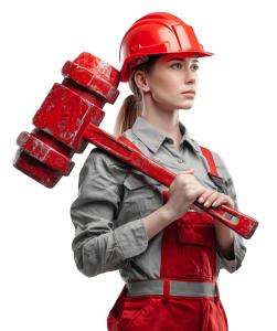 Construction Woman Hammer PowerPoint clipart graphic preview.