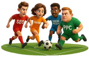 Marketing Strategy Competition - Soccer Analogy PowerPoint clipart graphic preview.