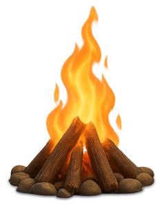 Simple Campfire Buring PowerPoint clipart graphic preview.