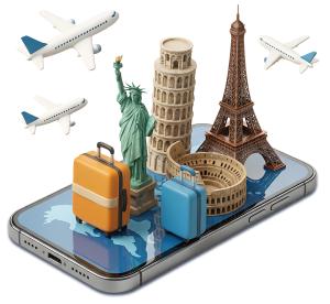 Phone Travel App PowerPoint clipart graphic preview.