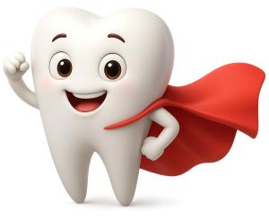 A  Image of a Tooth Superhero PowerPoint clipart graphic preview.