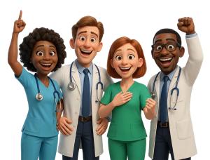 A  of Healthcare Professionals Celebrating PowerPoint clipart graphic preview.