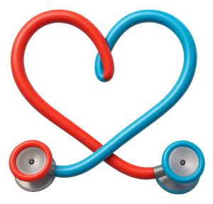 Heart Shaped Stethoscopes PowerPoint clipart graphic preview.