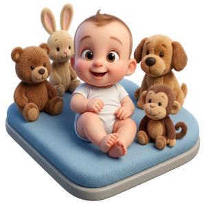 Happy Baby on Doctor Table PowerPoint clipart graphic preview.