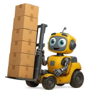 Robot Forklift Warehouse PowerPoint clipart graphic preview.