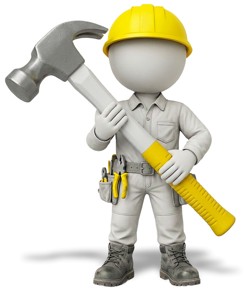 High-resolution clipart illustration of A Clipart Image of a Carpenter with Giant Hammer, designed for creative multimedia presentations, dynamic visual storytelling, and professional content design.