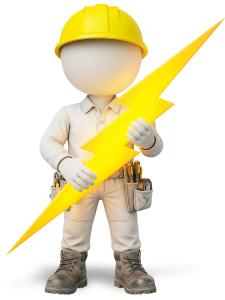 Electrician Figure With Electricity Bolt PowerPoint clipart graphic preview.