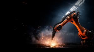 Industrial Robot Welding Sparks PowerPoint clipart graphic preview.