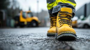 Construction Work Boots Background PowerPoint clipart graphic preview.