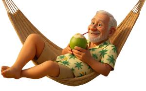 This  shows a Senior in Hammock Sipping a Drink PowerPoint clipart graphic preview.