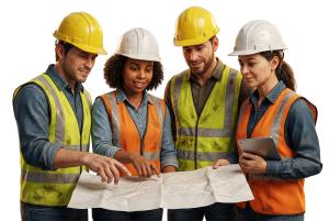 Team Workers Collaborating PowerPoint clipart graphic preview.