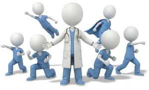 Medical Superheroes Team PowerPoint clipart graphic preview.
