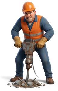 Construction Jackhammer PowerPoint clipart graphic preview.