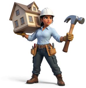 Female Home Builder PowerPoint clipart graphic preview.