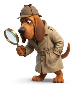 Bloodhound Detective PowerPoint clipart graphic preview.