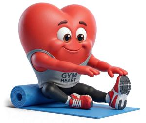 Gym Heart Yoga Stretch PowerPoint clipart graphic preview.