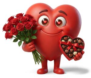 Valentine Heart Character PowerPoint clipart graphic preview.