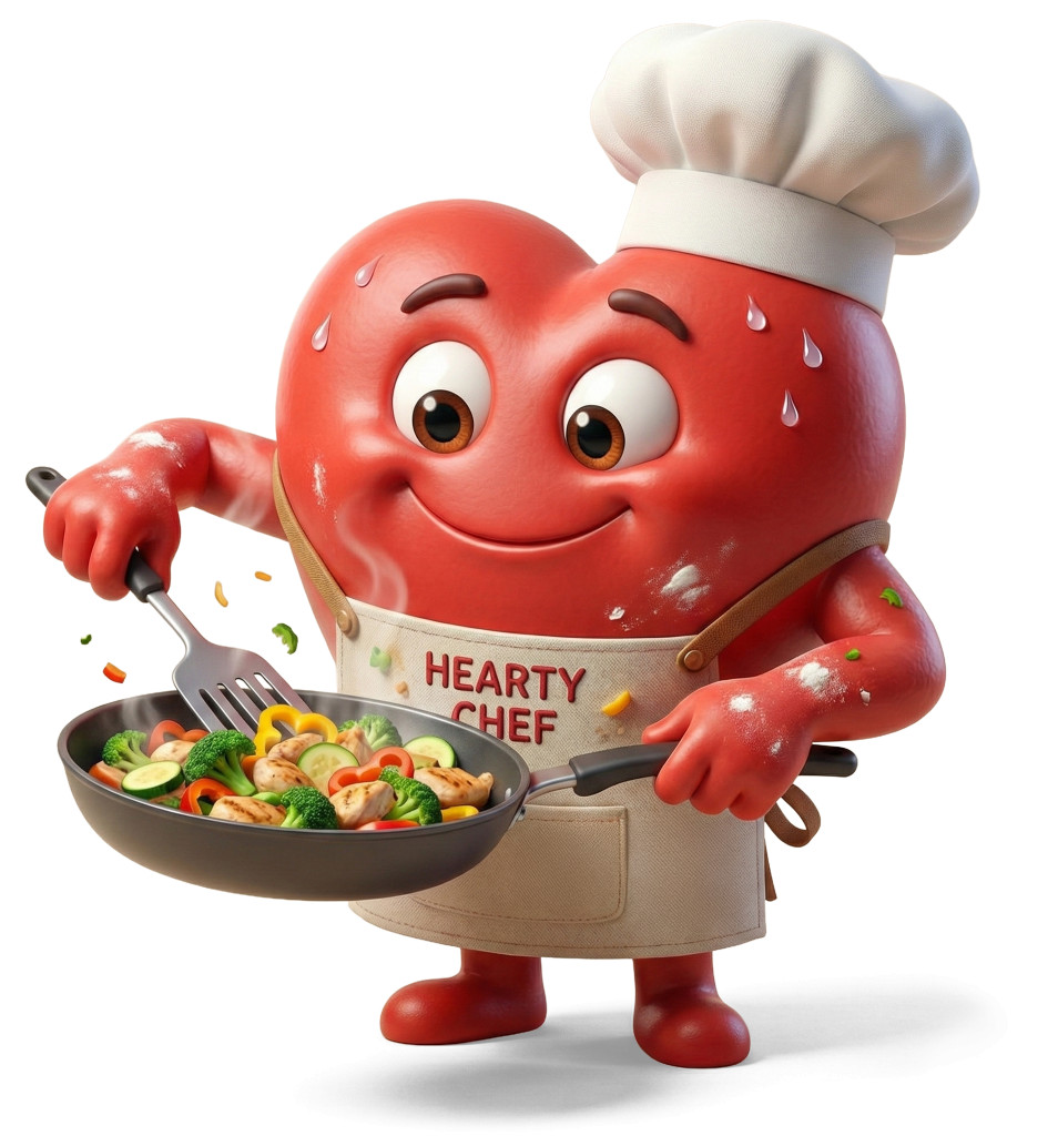 High-resolution clipart illustration of Heart Health Chef Clipart, designed for hospitality and restaurant menus, culinary arts marketing, and corporate catering event promotions.