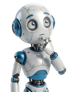 Robot Thinking PowerPoint clipart graphic preview.