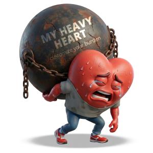Oh My Heavy Heart Customizable PowerPoint clipart graphic preview.