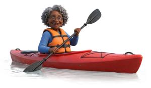 Senior Woman Kayaking PowerPoint clipart graphic preview.