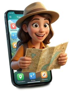 Travel Guide App PowerPoint clipart graphic preview.
