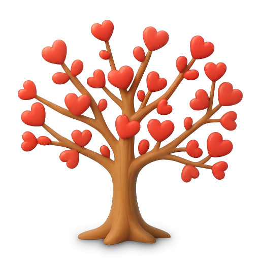 High-resolution clipart illustration of Tree of Love Hearts Clipart, designed for seasonal marketing campaigns, corporate event presentations, and holiday promotions.