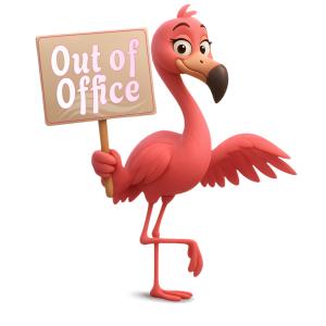 Flamingo holding Sign Customizable PowerPoint clipart graphic preview.