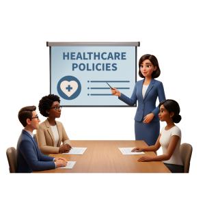 Healthcare Policies Meeting Customizable PowerPoint clipart graphic preview.