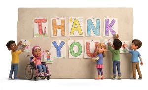 School Children Thank You PowerPoint clipart graphic preview.