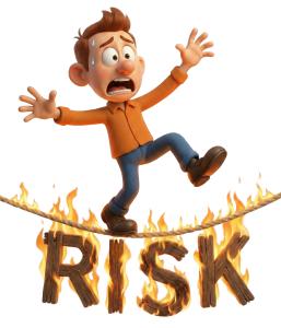 Risk With Tightrope Metaphor PowerPoint clipart graphic preview.