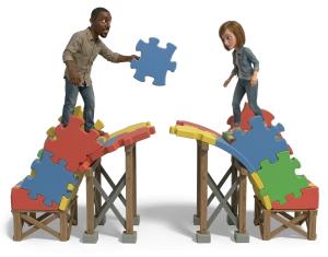 Teamwork Bridge Building Visual Concept PowerPoint clipart graphic preview.