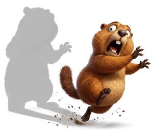 Groundhog Scared Of PowerPoint clipart graphic preview.