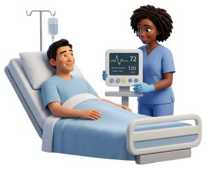 Nurse Checking On Patient PowerPoint clipart graphic preview.