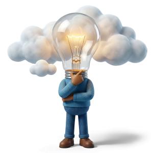 Dreaming Up Idea PowerPoint clipart graphic preview.