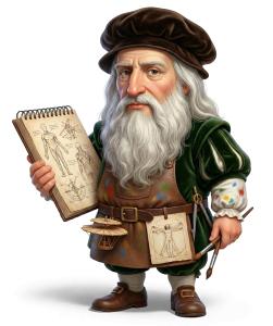 Leonardo Da Vinci Historical Character PowerPoint clipart graphic preview.