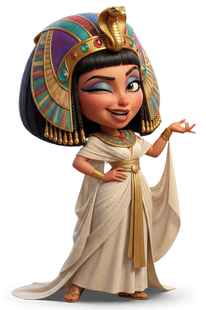 High-resolution clipart illustration of Cleopatra Historical Character, designed for academic lesson planning, classroom engagement, and interactive learning frameworks.