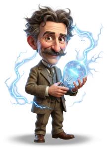 Nikola Tesla Historical Character PowerPoint clipart graphic preview.