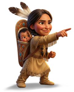 Sacagawea Points The Way Historical Character PowerPoint clipart graphic preview.